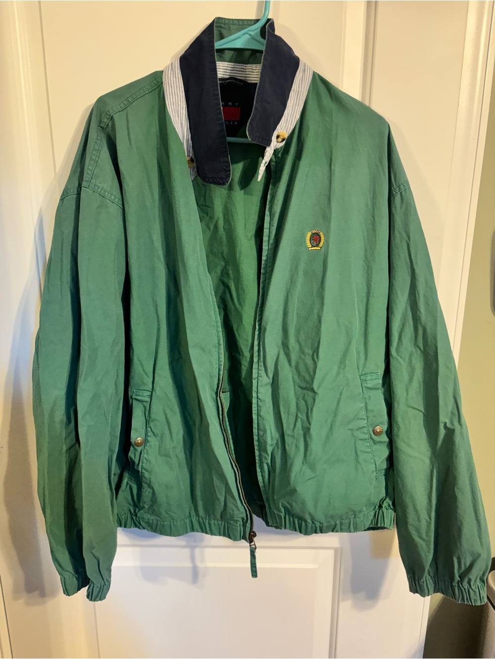 Vintage Tommy Hilfiger Dark Green Zip Front Harrington Jacket - Picture 2 of 5